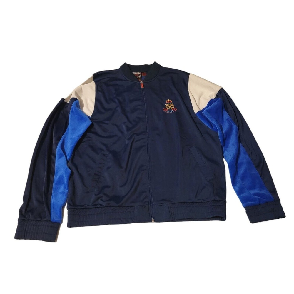 Vintage Troop Crown Track Suit Jacket Large Blue & White Zip Up Y2K